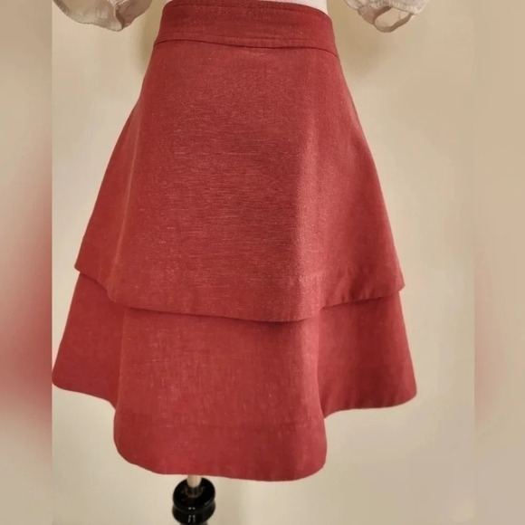|| ANTHROPOLOGIE || red wrap skirt - Picture 4 of 6